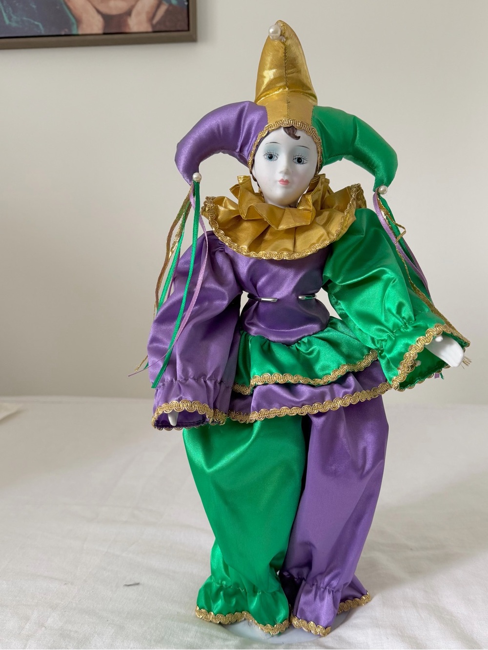 1980s Madrid Gras Jester Porcelain Doll